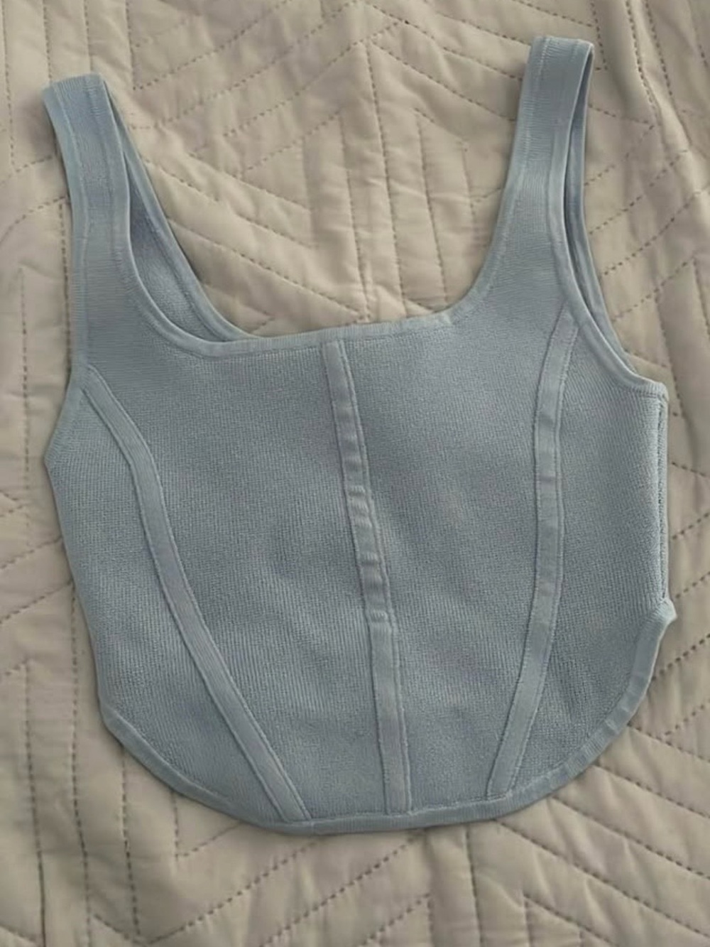 Babaton Pale Blue Ribbed Knit Tank